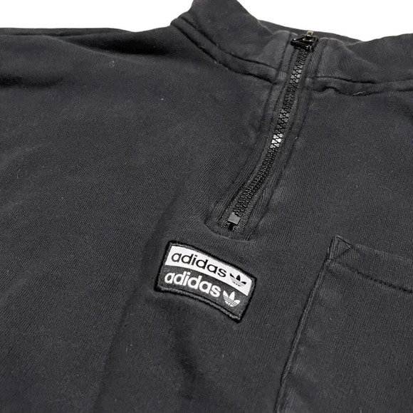 Adidas Originals Black Cropped 1/2 Zip Sweatshirt M - Picture 3 of 4